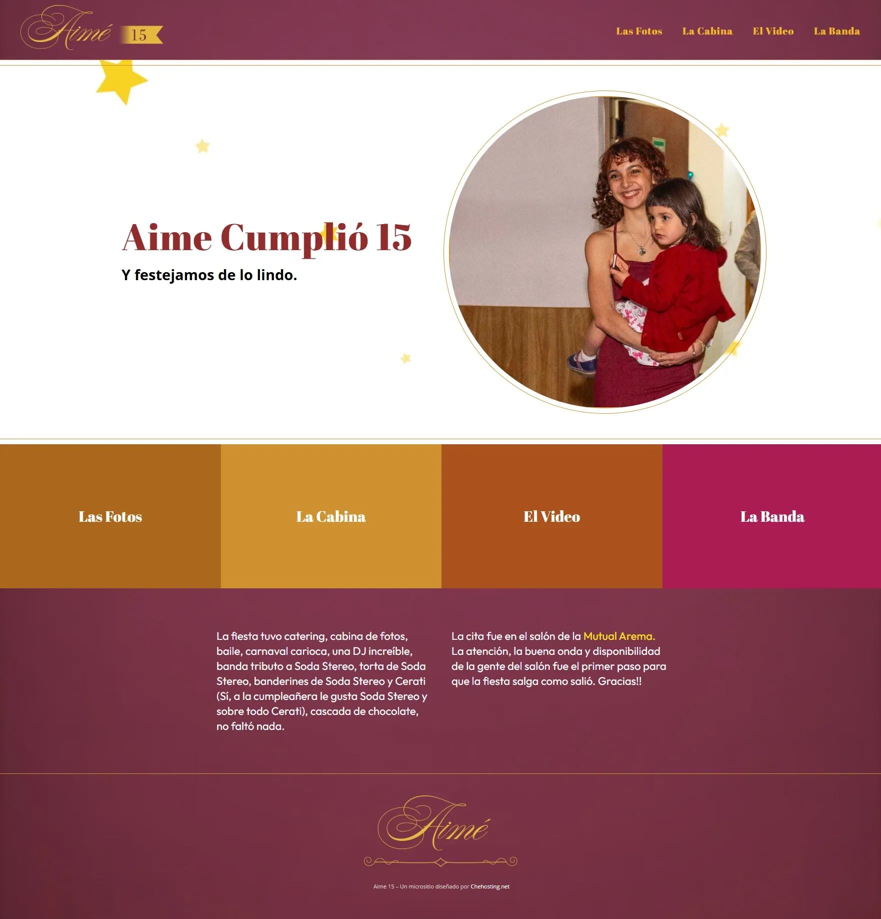 Los 15 de Aime: el micrositio