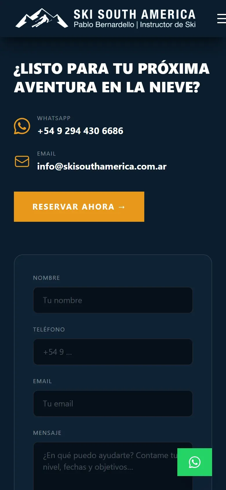 Ski South America: consultas en el celular