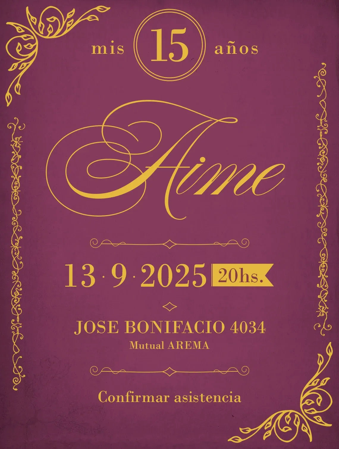 Los 15 de Aime: otro modelo de invitación